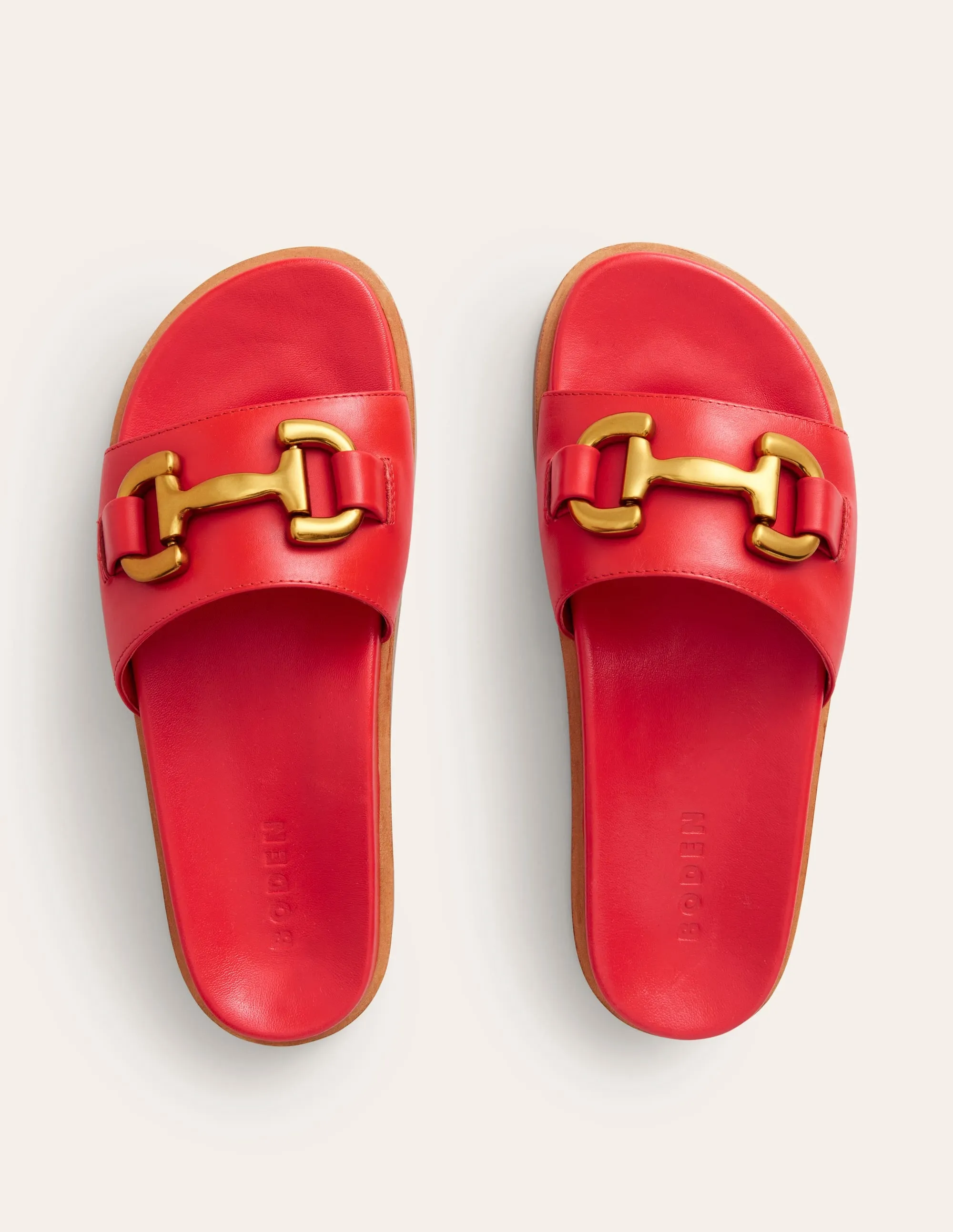 Iris Snaffle Slider Sandals-Red Leather