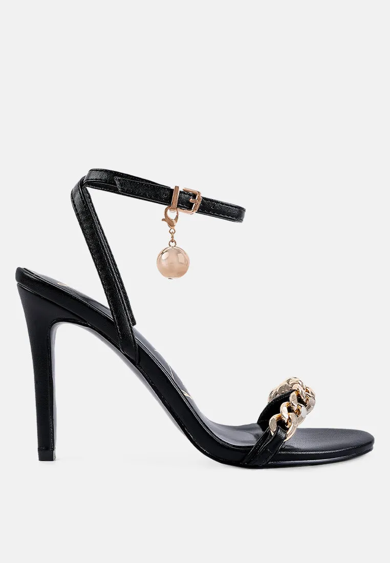 mooning high heeled metal chain strap sandals